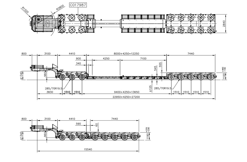 modulaire- 8-lignes-plateau Transport KTX - Transport exceptionnel camion remorque